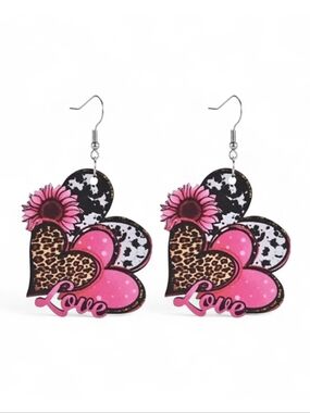 Trendy Triple Heart Shape Dangle Earrings